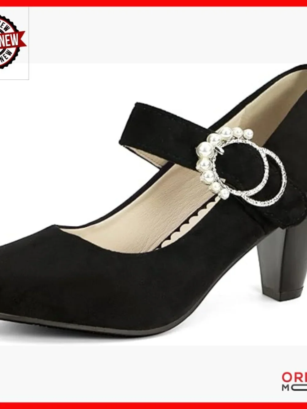 Faux Suede Mary Jane Pumps with Bow, 3.14